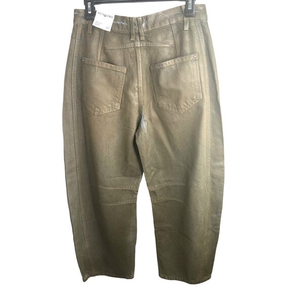 We The Free Good Luck Mid Rise Barrel Pants In Olive Green Womens Size 26 - Picture 4 of 15